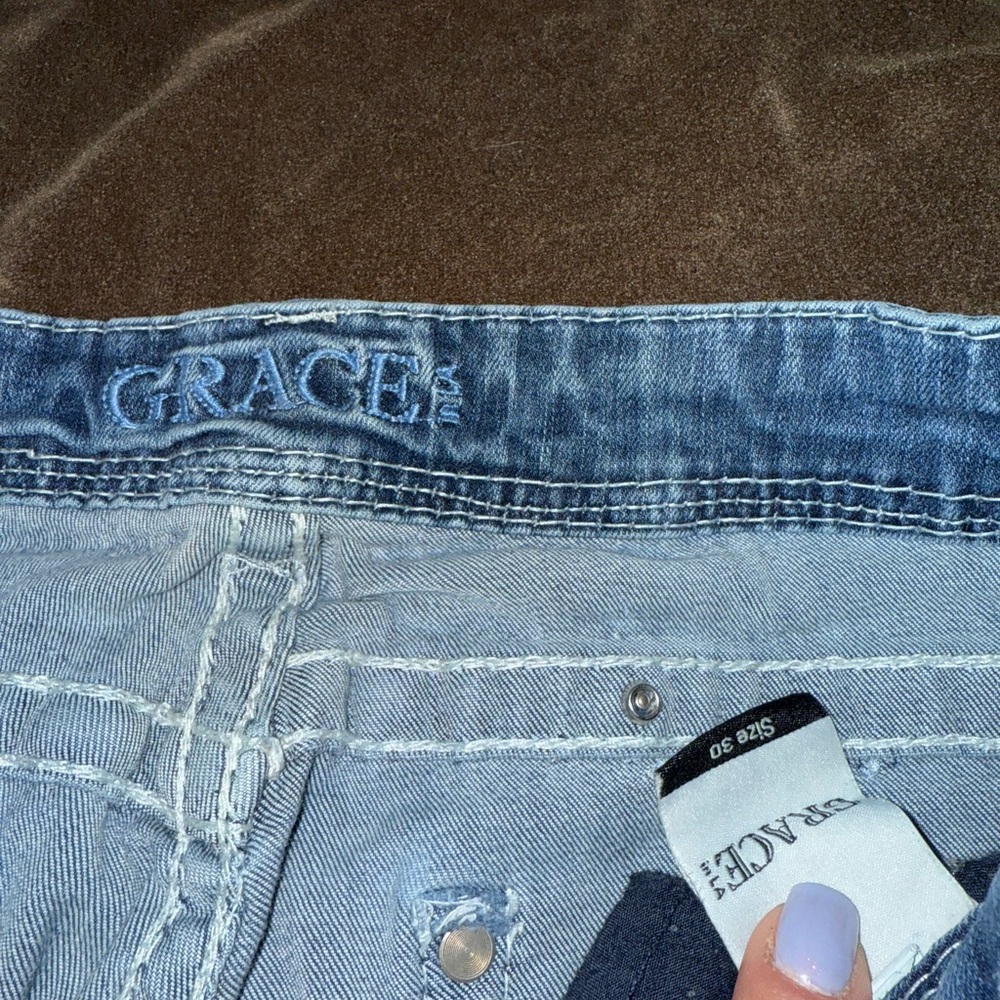 Grace in LA Blue Boot Cut Jeans with Distressing